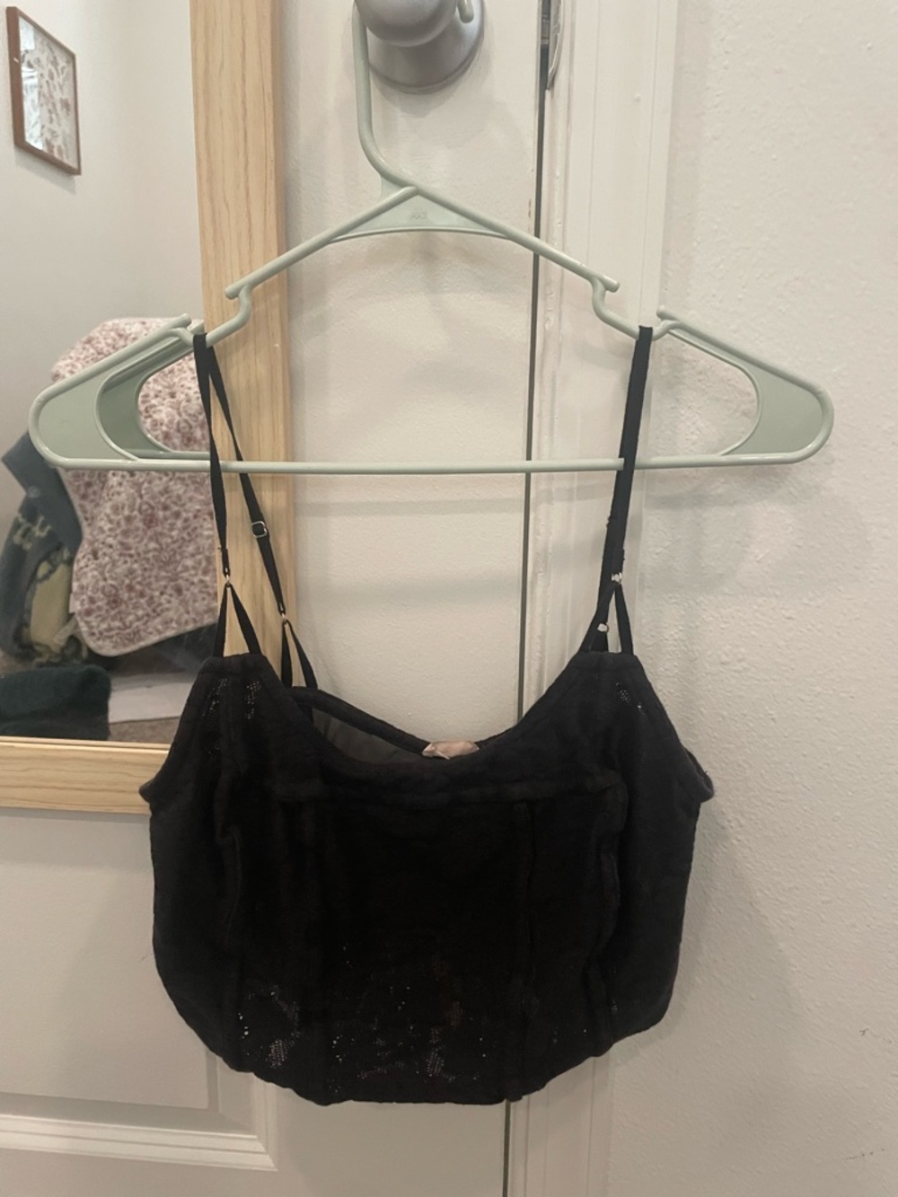 Black Cropped Lace Cami Top